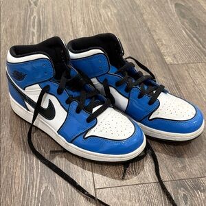 Blue and White Nike High-Top Jordan Sneakers